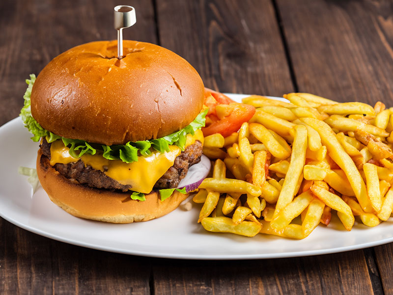 Kobe Steak Burger and French Fries