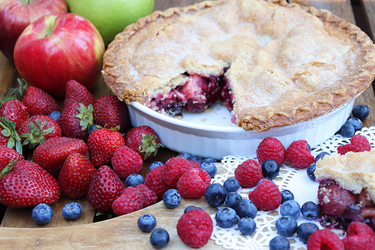 Fresh baked pie with berries